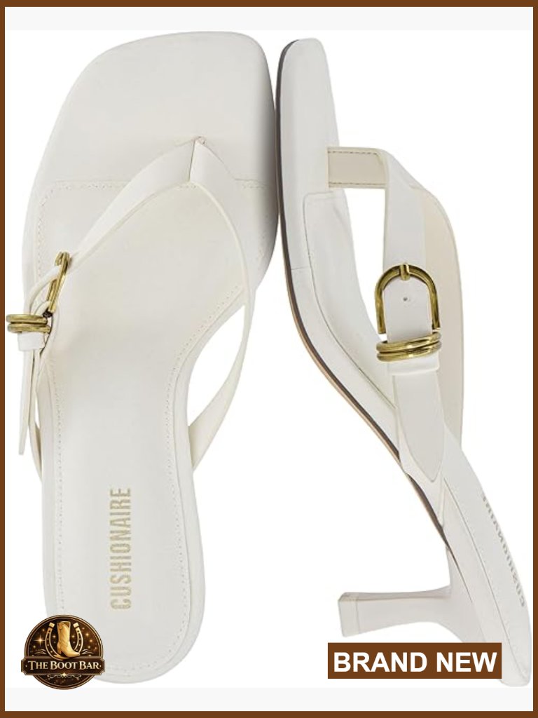 Kitten Heel Square Toe Thong Sandals Adjustable Buckle Women